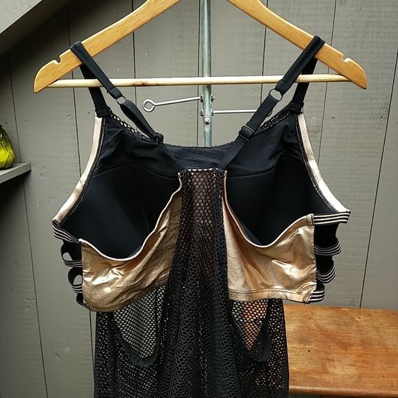Cacique Lane Bryant Rose Gold & Fishnet Swim Top - Picture 3 of 4